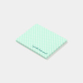 grüne Gingham-Notizen Post-it Klebezettel (angewinkelt)