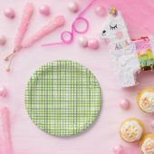 Grüne Gingham-Papierplatte | Gingham-Sommerparty Pappteller (Party)