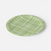 Grüne Gingham-Papierplatte | Gingham-Sommerparty Pappteller (Schrägansicht)