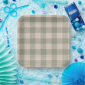Grüne Gingham-Papierteller - 23cm | Salty Bark Clu Pappteller (Party)