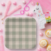Grüne Gingham-Papierteller - 23cm | Salty Bark Clu Pappteller (Party)