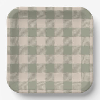 Grüne Gingham-Papierteller - 23cm | Salty Bark Clu Pappteller