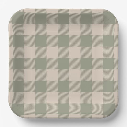 Grüne Gingham-Papierteller - 23cm | Salty Bark Clu Pappteller (Vorderseite)