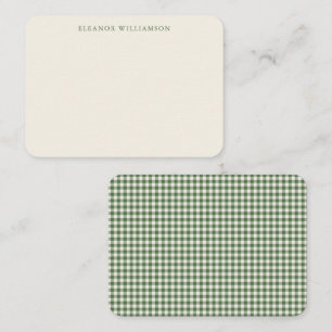 Grüne Gingham-Personalisierte-Weihnachts-Geschenke Mitteilungskarte