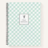 Grüne Gingham-Rezept für einfache klassische Hübsc Notizblock (Vorderseite)