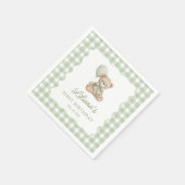 Grüne Gingham-Teddybär-Geburtstagsservietten Serviette (Ecke)