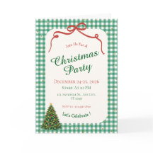 Grüne Gingham-Weihnachtsfeier-Karte