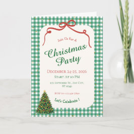 Grüne Gingham-Weihnachtsfeier-Karte Karte