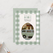 Grüne Gingham-Weihnachtsfotokarte Karte (Vorderseite/Rückseite Beispiel)
