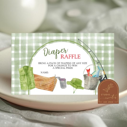 Grüne Gingham-Windeldiaper-Raffle-Karte Begleitkarte