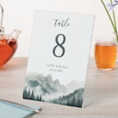 Grüne Gipfel | Wasserfarben-Tischnummer Sockelschild (In Situ)