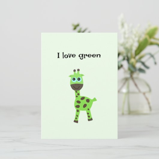 Grüne Giraffe Feiertagskarte (Stehend Vorderseite)