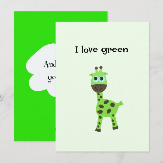 Grüne Giraffe Feiertagskarte (Vorne/Hinten)