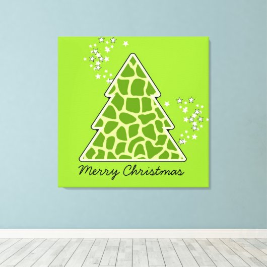 Grüne Giraffe Weihnachtsbaum Leinwanddruck (Insitu (Holzboden))