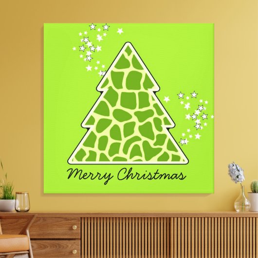 Grüne Giraffe Weihnachtsbaum Leinwanddruck (Insitu (Wohnzimmer))