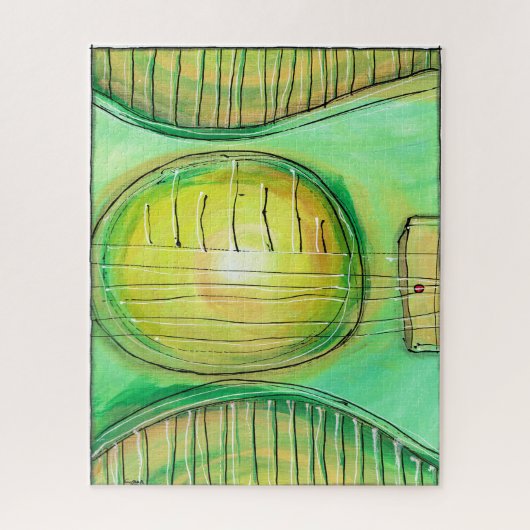 Grüne Gitarre 2 Puzzle (Vertikal)