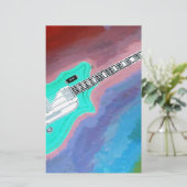 Grüne Gitarre Briefpapier (Stehend Vorderseite)