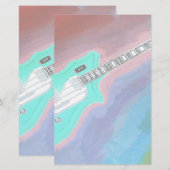 Grüne Gitarre Briefpapier (Vorne/Hinten)