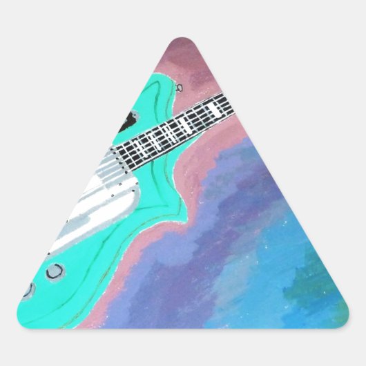Grüne Gitarre Dreieckiger Aufkleber (Vorderseite)