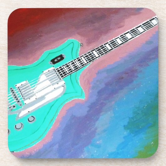 Grüne Gitarre Getränkeuntersetzer (Vorderseite)