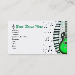 Grüne Gitarren-Klavier-Tastatur u. Visitenkarte