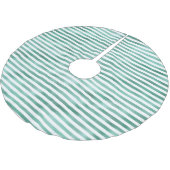 Grüne Glam Weiße Streifen Polyester Weihnachtsbaumdecke (Schrägansicht)