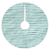 Grüne Glam Weiße Streifen Polyester Weihnachtsbaumdecke (Vorderseite)