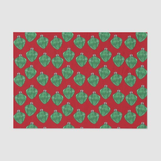 Grüne Glasschmuck - Rotes Gewebe Seidenpapier (Vorderseite)