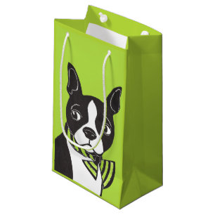 Grüne glatte Geschenk-Tasche Bostons Terrier Kleine Geschenktüte