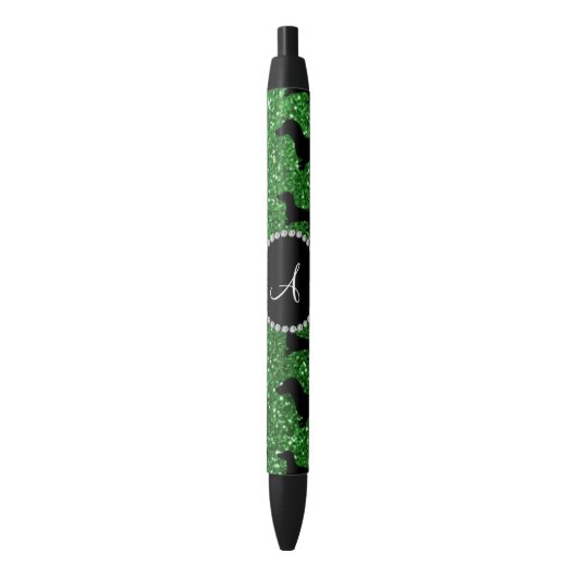 Grüne Glitter-Dackel des Monogramms Kugelschreiber (Vorderseite Vertikal)
