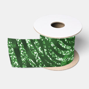 Grüne Glitter-Glam-Tigerstreifen-Muster Satinband