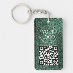  Grüne Glitter-QR-Code-Visitenkarte Ihr Logo     Schlüsselanhänger