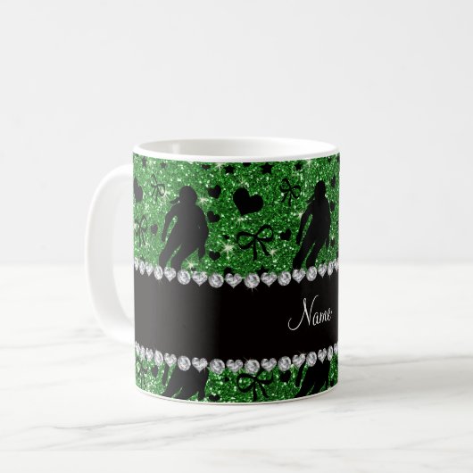 Grüne Glitterrolle Derby des individuellen Namens Kaffeetasse (Vorderseite Links)