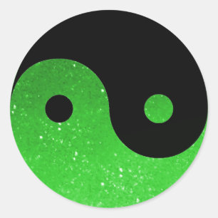 Grüne Glitz-Blick Yin Yang Aufkleber