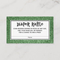 Grüne Glitzer-Baby-Shower-Windel-Raffle-Karten