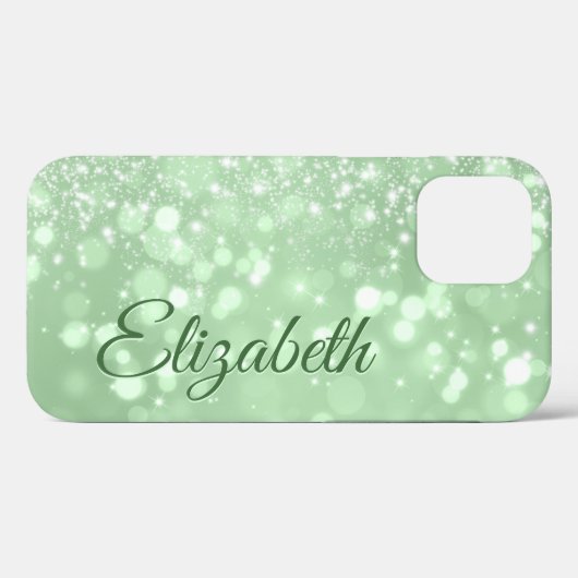 Grüne Glitzer Chic Girl Name Case-Mate iPhone Hülle (Rückseite (Horizontal))