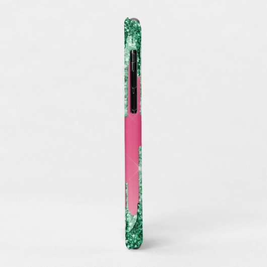 Grüne Glitzer Chic Pink Watermelon Farbe Case-Mate iPhone Hülle (Hinten/Links)