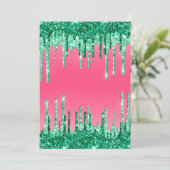 Grüne Glitzer Chic Pink Watermelon Farbe Einladung (Stehend Vorderseite)