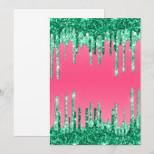 Grüne Glitzer Chic Pink Watermelon Farbe Einladung (Vorne/Hinten)