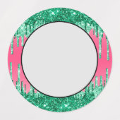 Grüne Glitzer Chic Pink Watermelon Farbe Etiketten (Design 2)