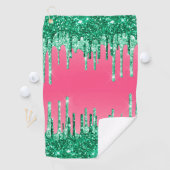 Grüne Glitzer Chic Pink Watermelon Farbe Golfhandtuch (Insitu)