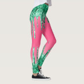 Grüne Glitzer Chic Pink Watermelon Farbe Leggings (Rechts)