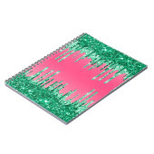 Grüne Glitzer Chic Pink Watermelon Farbe Notizblock (Linke Seite)