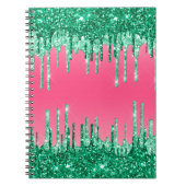 Grüne Glitzer Chic Pink Watermelon Farbe Notizblock (Vorderseite)