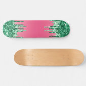 Grüne Glitzer Chic Pink Watermelon Farbe Skateboard (Horizontal)