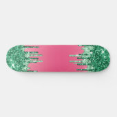 Grüne Glitzer Chic Pink Watermelon Farbe Skateboard (Horizontal)