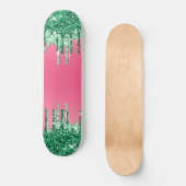 Grüne Glitzer Chic Pink Watermelon Farbe Skateboard (Vorderseite)