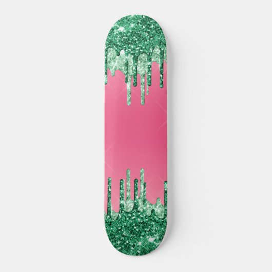 Grüne Glitzer Chic Pink Watermelon Farbe Skateboard (Vorderseite)