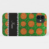 Grüne Glitzer-Körbchen mit personalisiertem Namen Case-Mate iPhone Hülle (Rückseite (Horizontal))