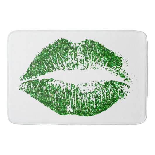 Grüne Glitzer Lippen #2 Badematte (Vorderseite)